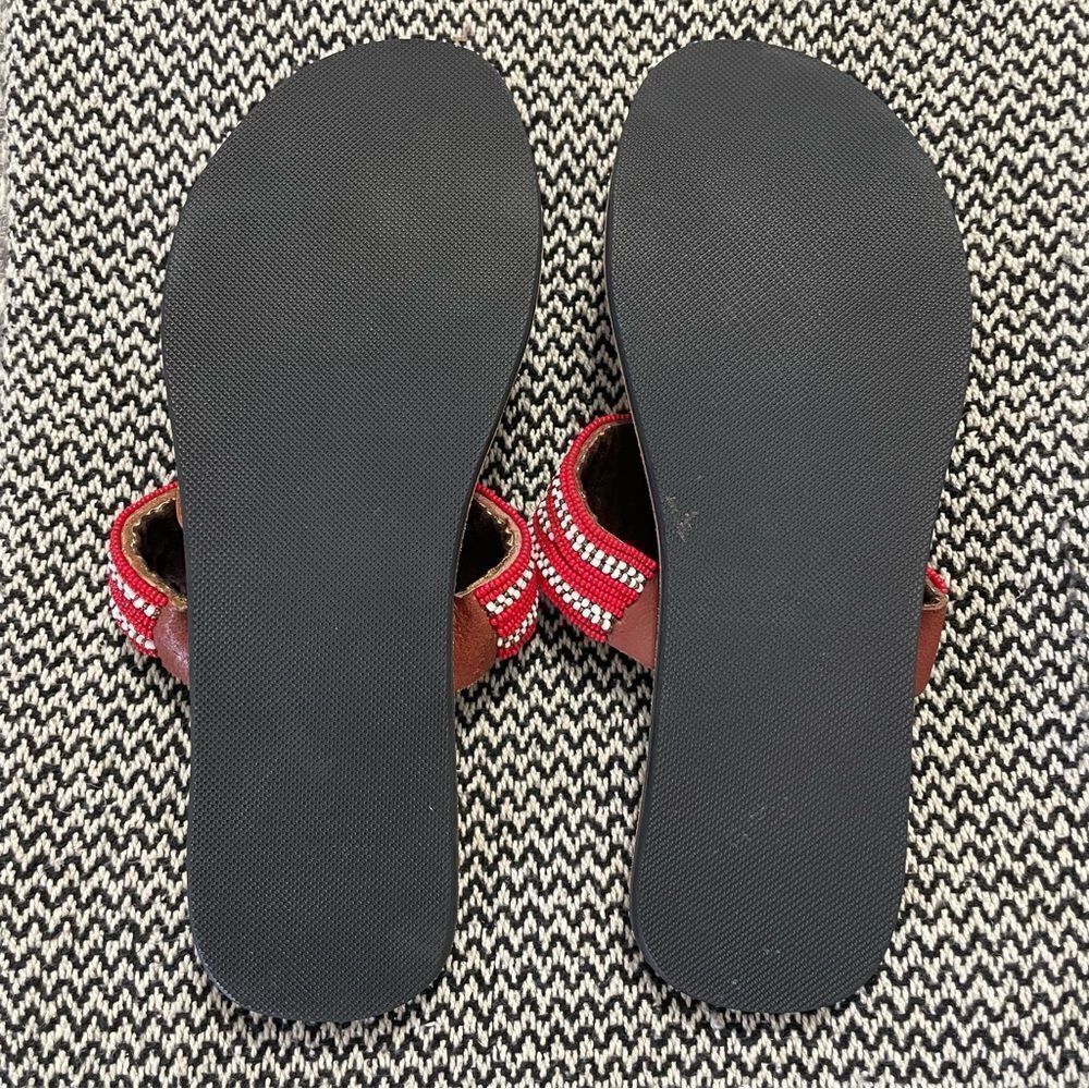 Boho Rafiki Red Beaded Sandals Sz-40/9 - Picture 3 of 8